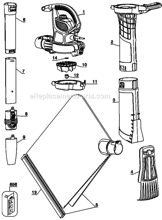 Page A Diagram and Parts List for LH4500 Type 1 Black and Decker Leaf Blower / Vacuum